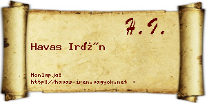 Havas Irén névjegykártya